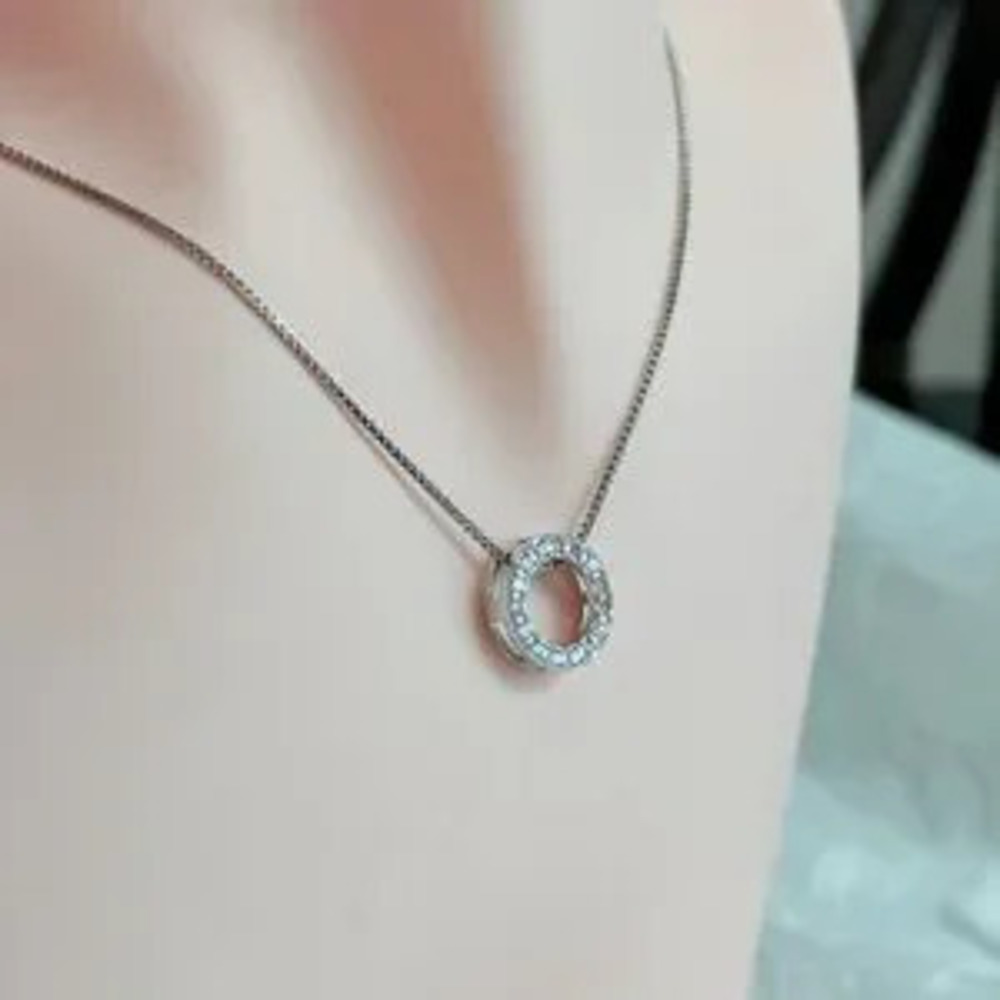 ?? Minimalist Silver Circle Pendant Necklace ??